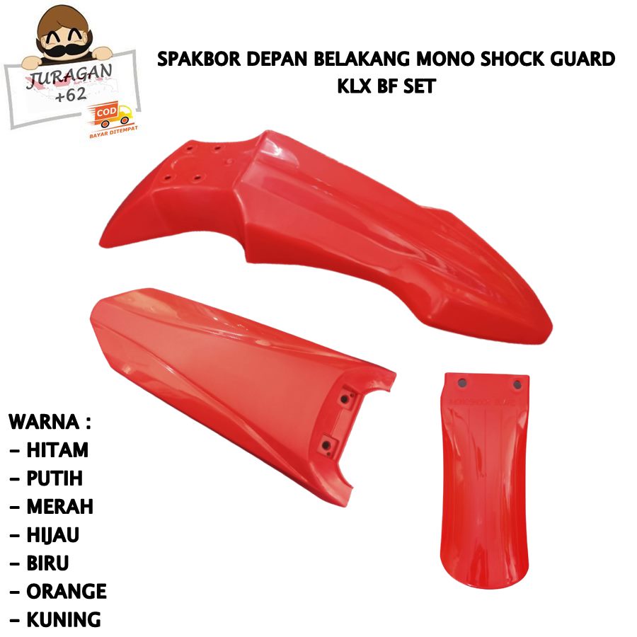 SPAKBOR SET KLX BF BIG FOOT 150 250 DTRACKER DEPAN BELAKANG COVER LUMPUR MONOSHOCK D TRACKER