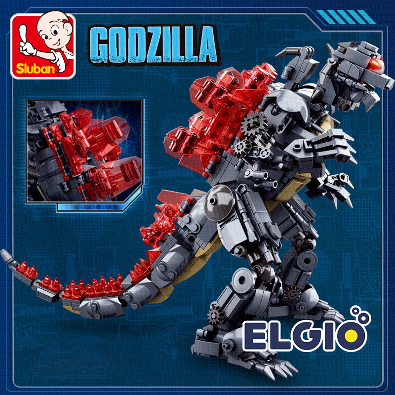 Sluban Bricks Godzilla King of Monster Mainan Dinosaurus M38 B0783 Dinosaur Block
