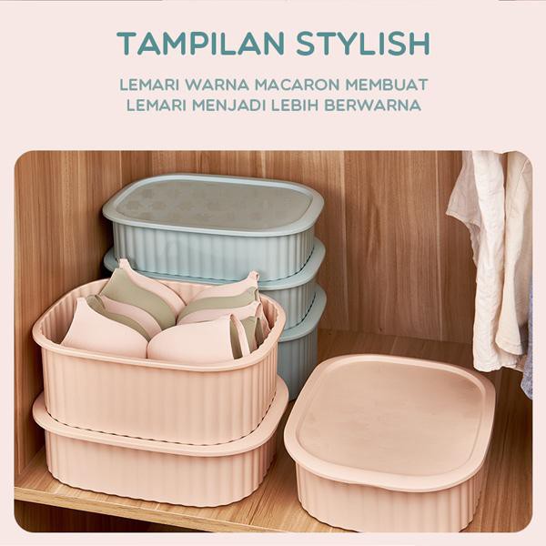 Samono Box Multifungsi Storage Underwear 10 Sekat dengan Tutup Tempat Kotak Organizer Storage Box  SSB007 warna blue dan pink