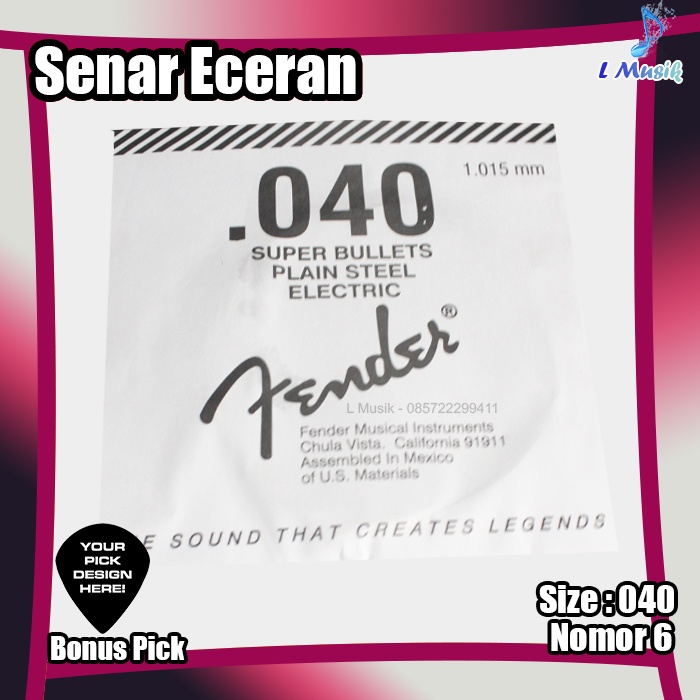 SENAR GITAR ECERAN SATUAN FENDER NOMOR 4 5 6 024 032 040