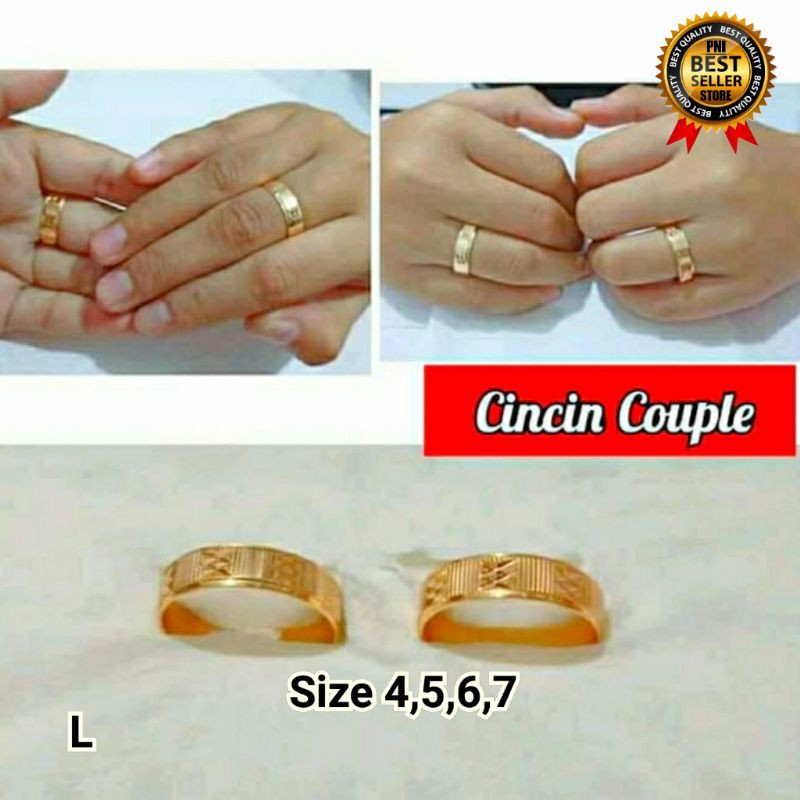 CINCIN XUPING COUPLE PRIA WANITA 2pcs MEWAH ELEGAN BAHAN LAPIS EMAS