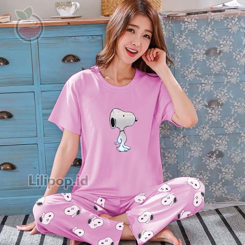 Baju Tidur Stelan Wanita Celana Panjang Baby doll Dewasa Piyama Allsize Cp Lilipop Sleep Wear