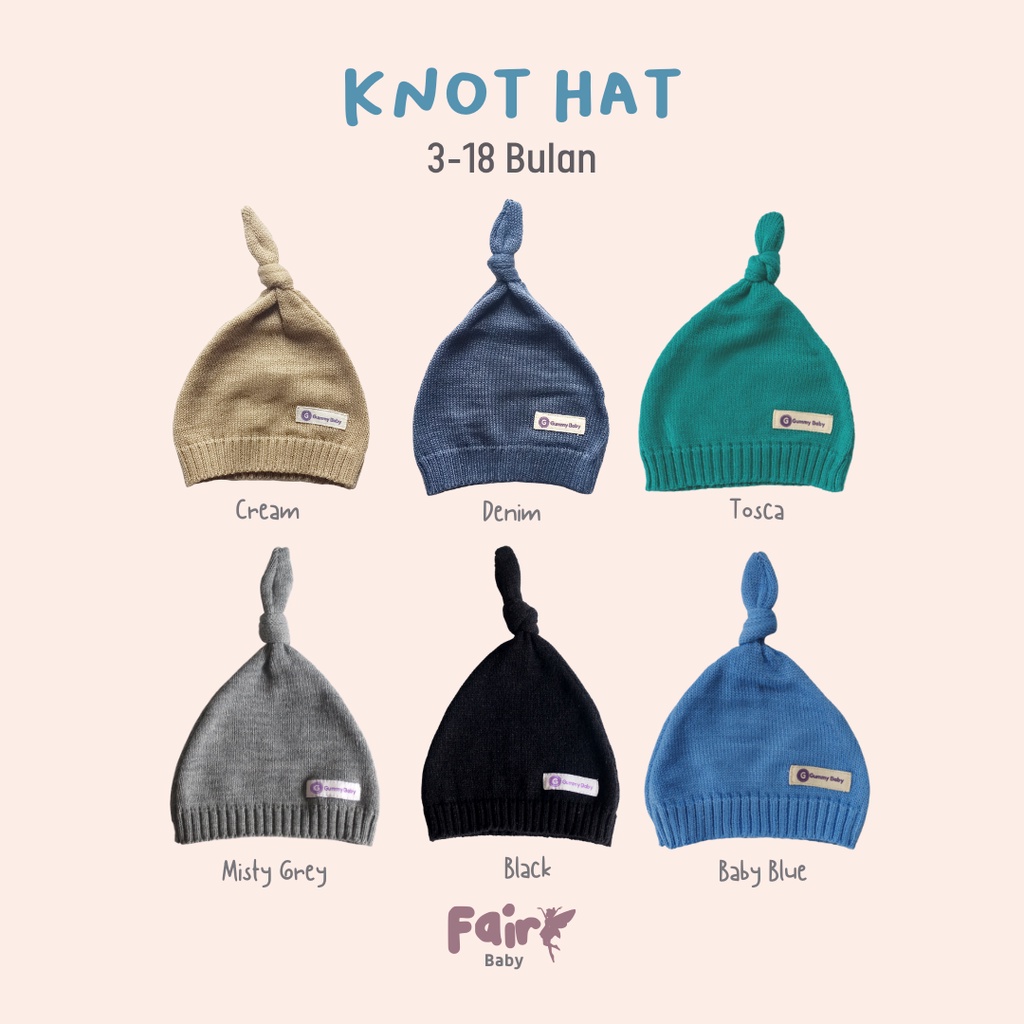 Fairy Baby Knot Hat | Kupluk Rajut Bayi Allsize Fit To 24 Month