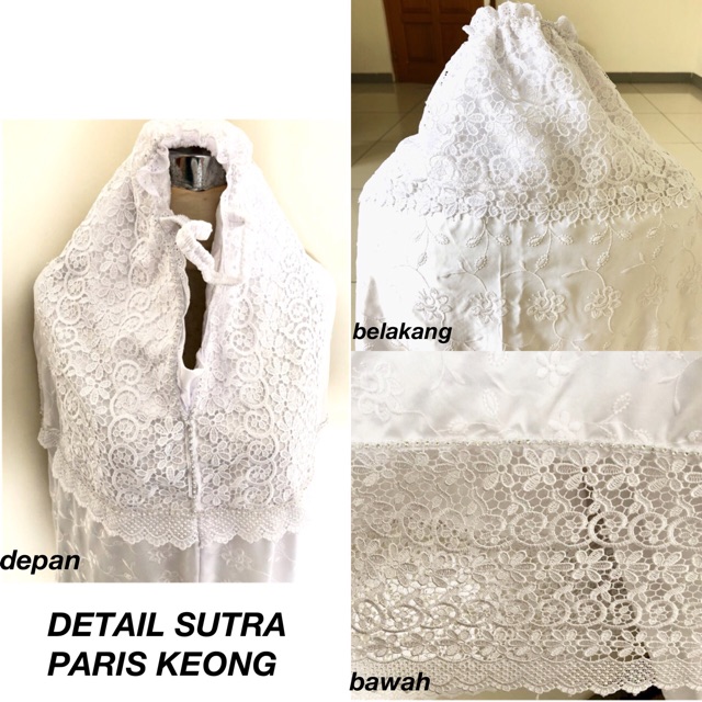 Mukena Dewasa Sutra Paris Keong MONALISA || Mukena Renda Putih Bersih