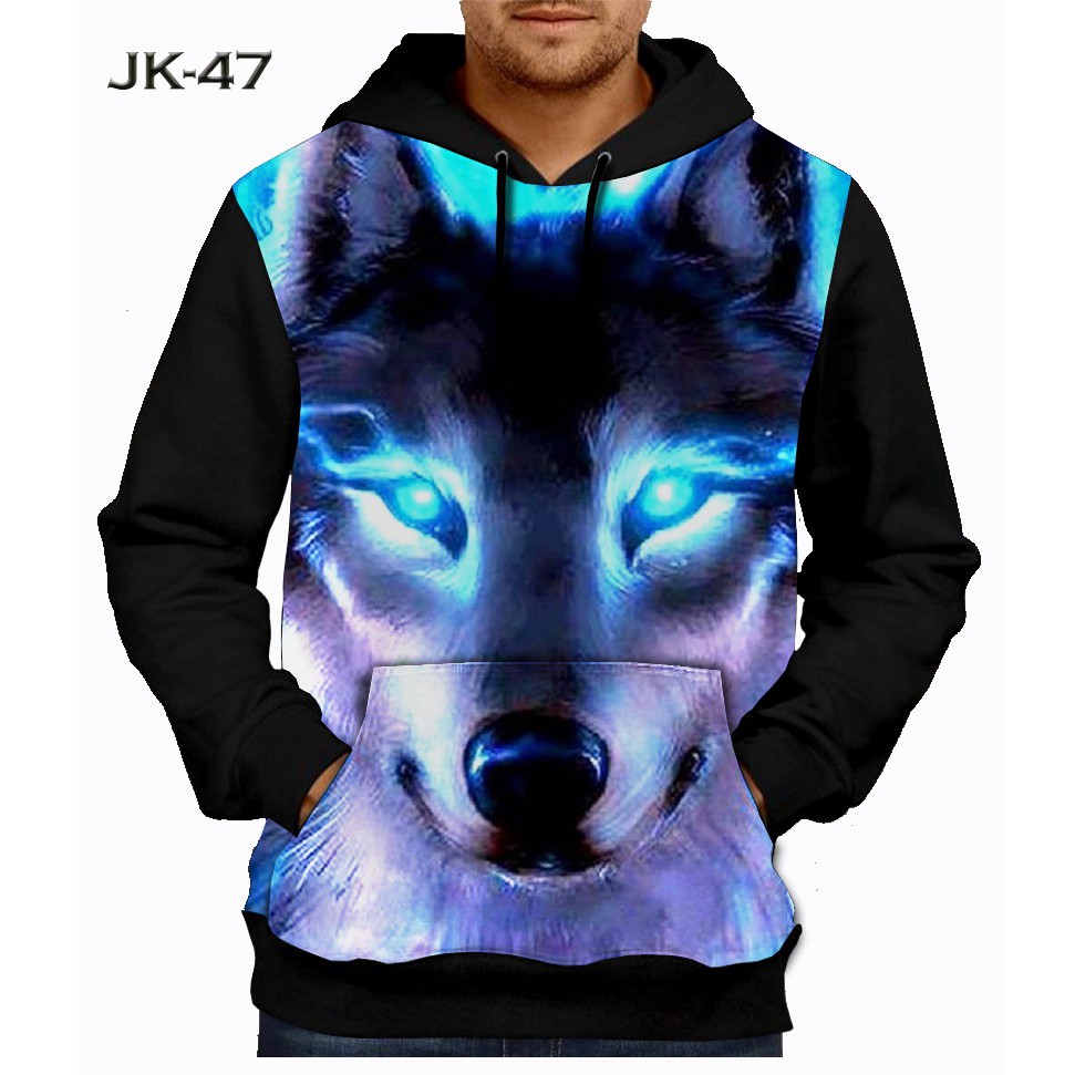 Jaket Wolf Dark Light Jaket Sweater Anak Printing 3D Jaket Hoodie Wolf Srigala Series Dewasa #JK-47