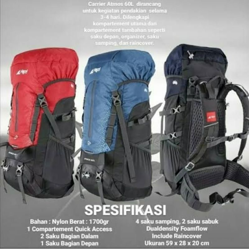 Tas Gunung / Tas Ransel Atmos 60 L / Carrier Rei / Carrier Arei