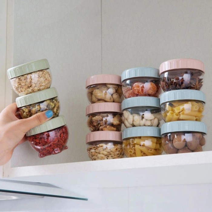 Smartchoice Toples snack 200 ml bisa ditumpuk/Food storage jar for snack Permen /Kuaci / Toples Mini Plastik Harga/pc