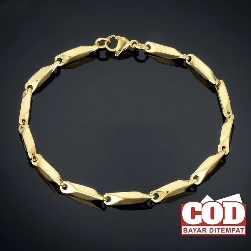 Gelang Tangan Model Motif Padi Gelang Tangan Pria Wanita Gelang Titanium AntiKarat