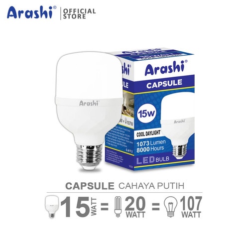 LAMPU LED ARASHI CAPSULE 15W / BOHLAM LAMPU LED ARASHI CAPSULE / BOHLAM LAMPU CAHAYA PUTIH / LAMPU LED MURAH SUPER AWET