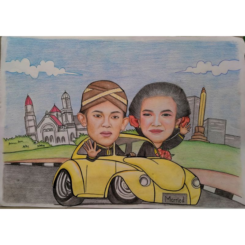 karikatur lukisan pensil, kado unik