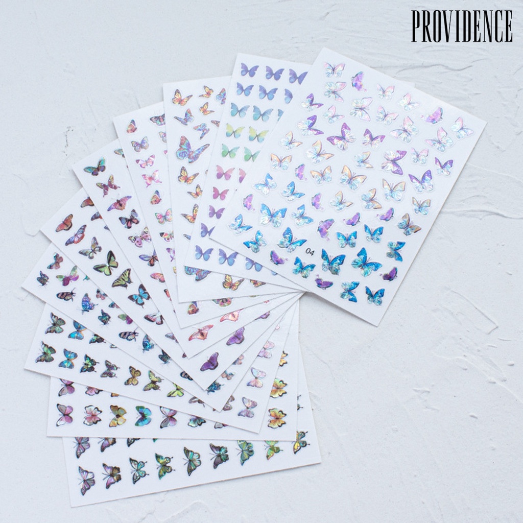 Providence 1Sheet Nail Sticker Removable Self-adshesive Butterfly Pattern Fadeless Fingernails Decor for Party