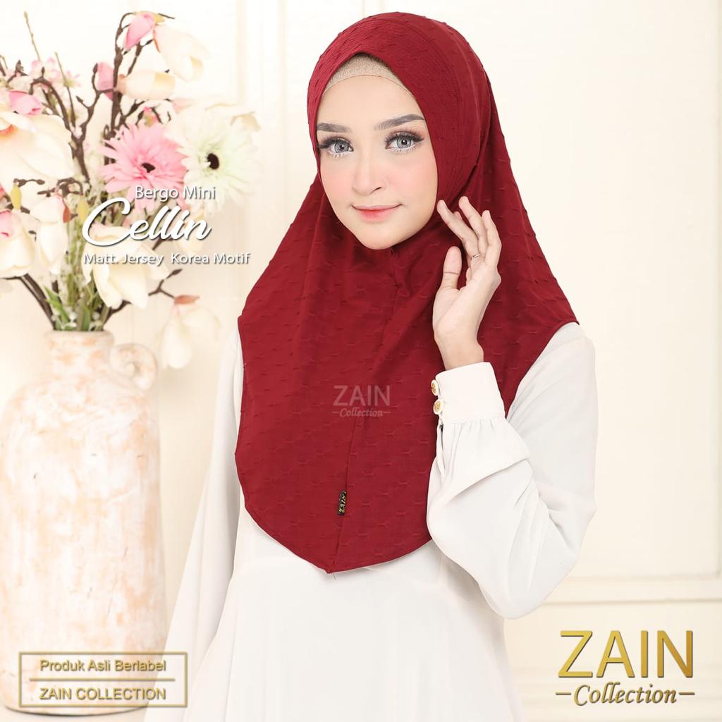 Jilbab Instan Bergo Cellin Jersey Ori Zain Collection-MAROON
