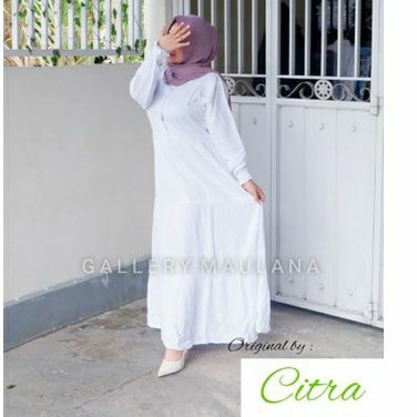 PROMO Gamis Susun Broken White Putih Hitam Rayon