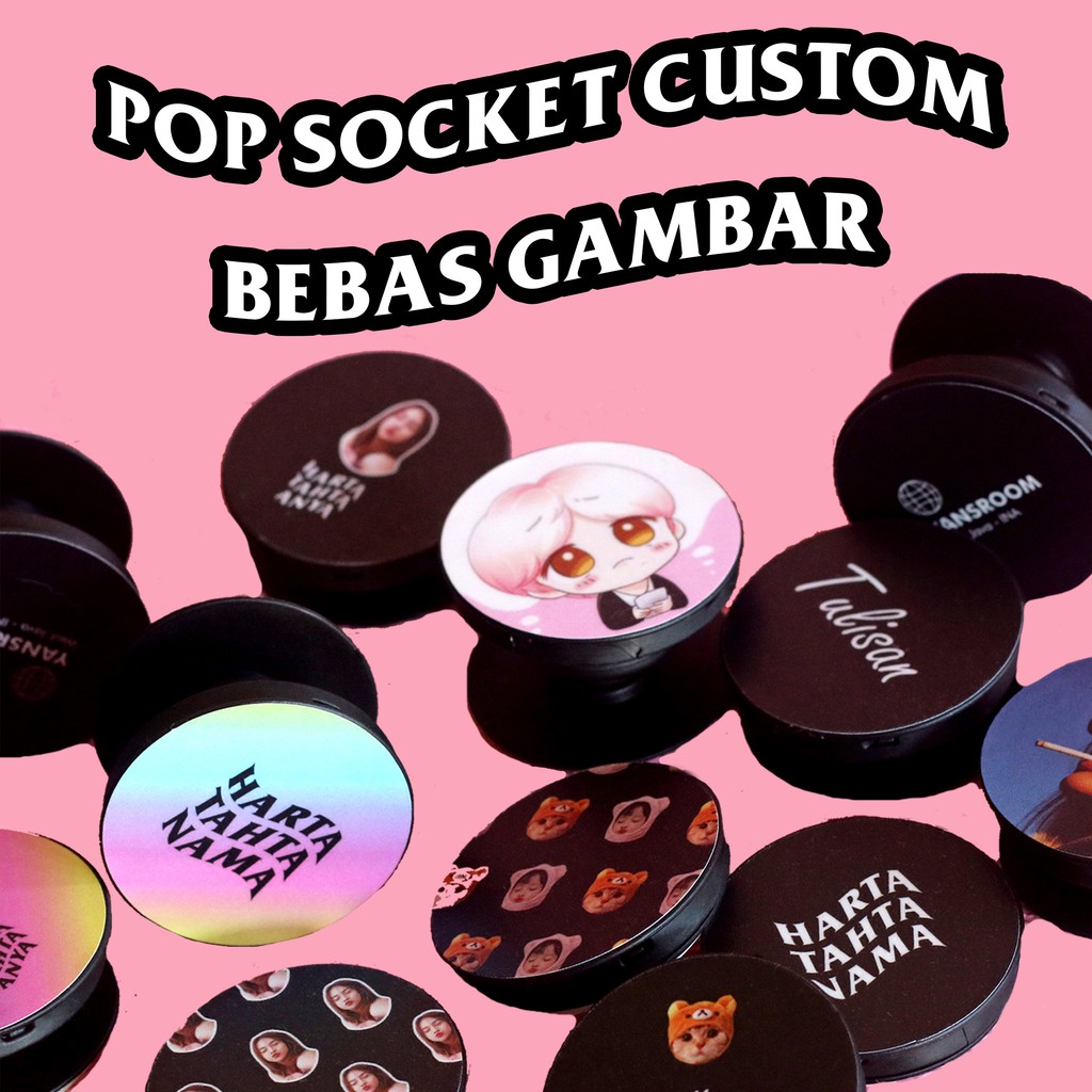 [Bisa COD] Pop Socket Custom Bebas Gambar Anti Air Popsocket Holder