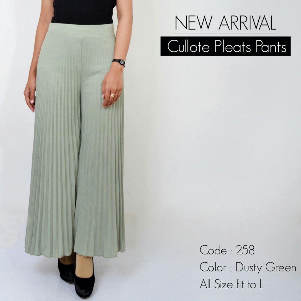 KULOT PLISKET CELANA PLISKET PUTIH (258 WHT) PLEATS PANT KULOT PRISKET KULOT PANJANG PLISKET REMPEL