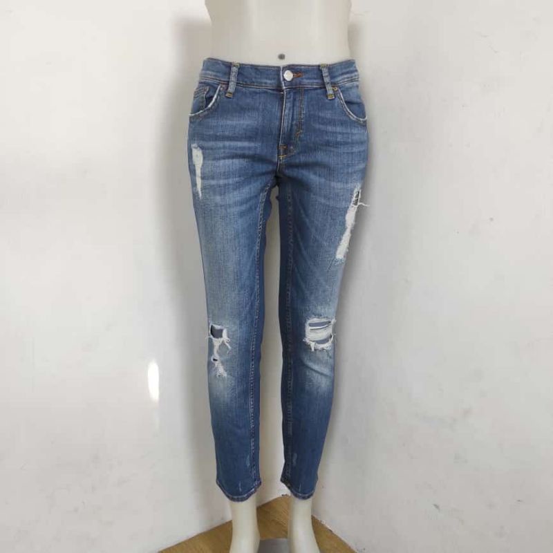 celana jeans wanita zara woman ripped stretch
