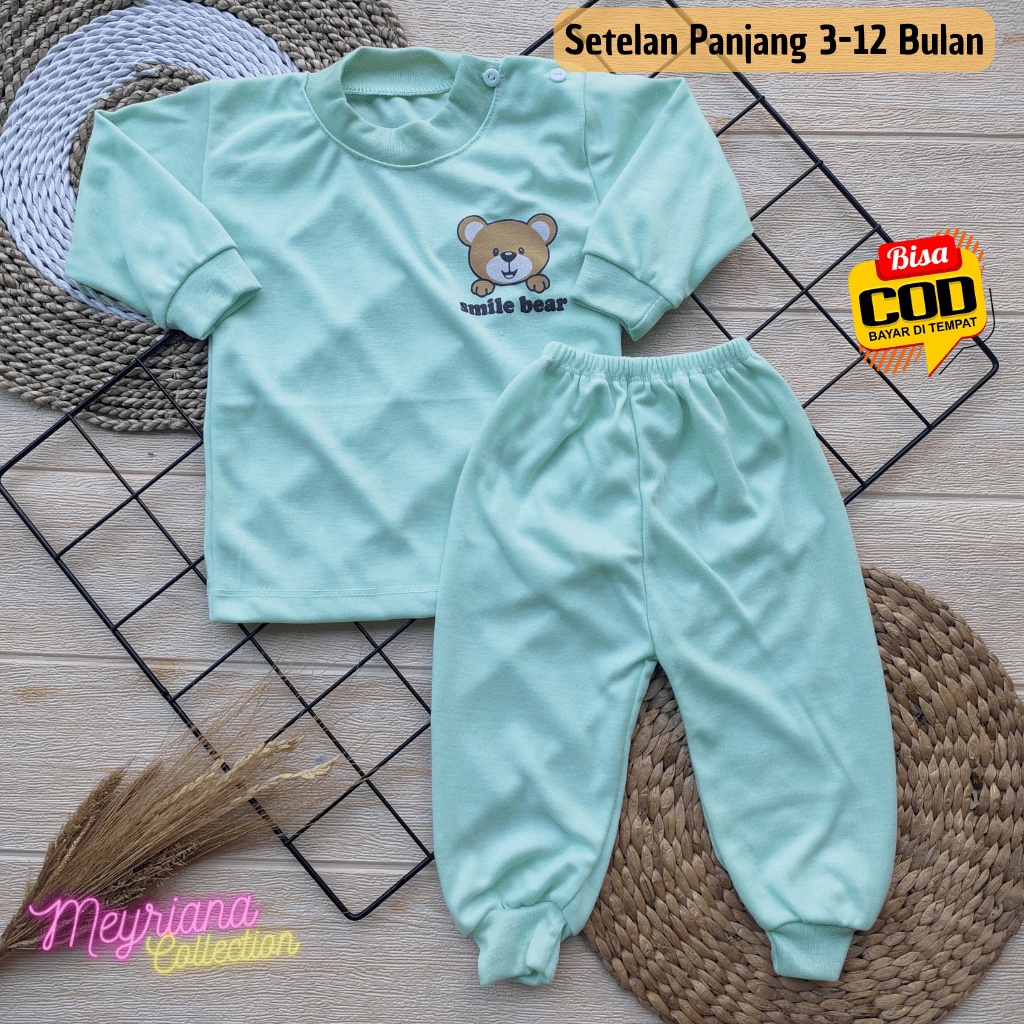 Setelan Piyama Panjang Baju Anak Usia 3-12 Bulan Smile Bear