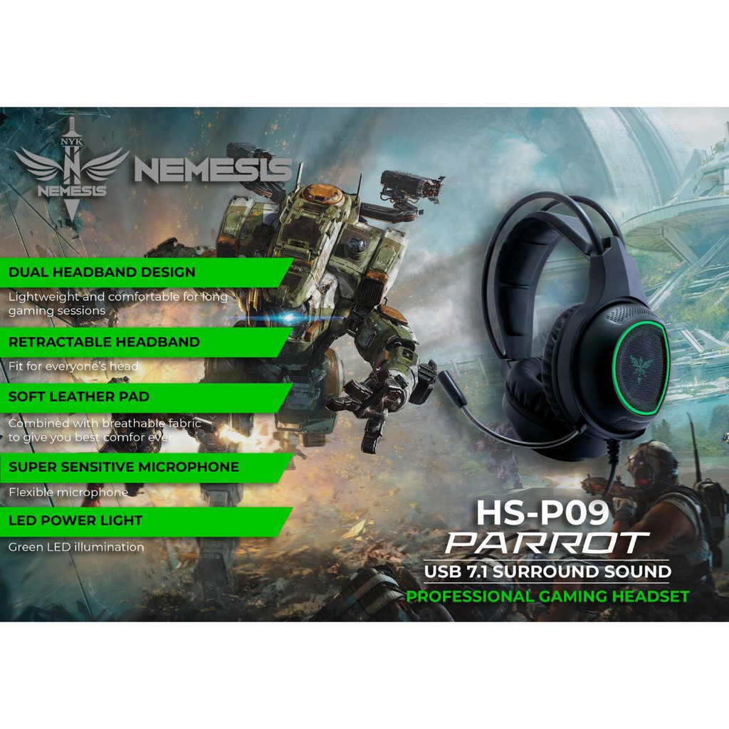 NYK HS-P09 Parrot Gaming Headset 7.1