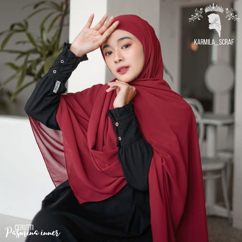 Pashmina Inner 2in1 Ceruty Babydoll Premium Pashmina Inner Premium