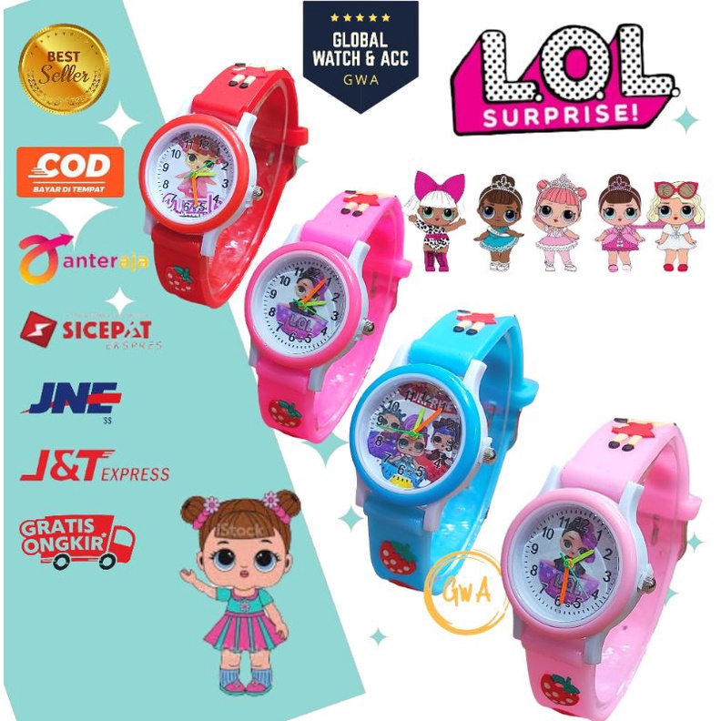 Jam Tangan Anak Timbul Jarum Fashion Cewek Perempuan Mini Timbul Rubber Karet Karakter Animasi