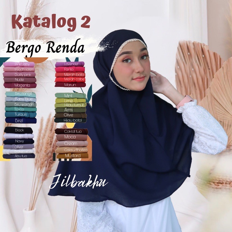 Jilbab Bergo Renda Maryam Diamon Warna II