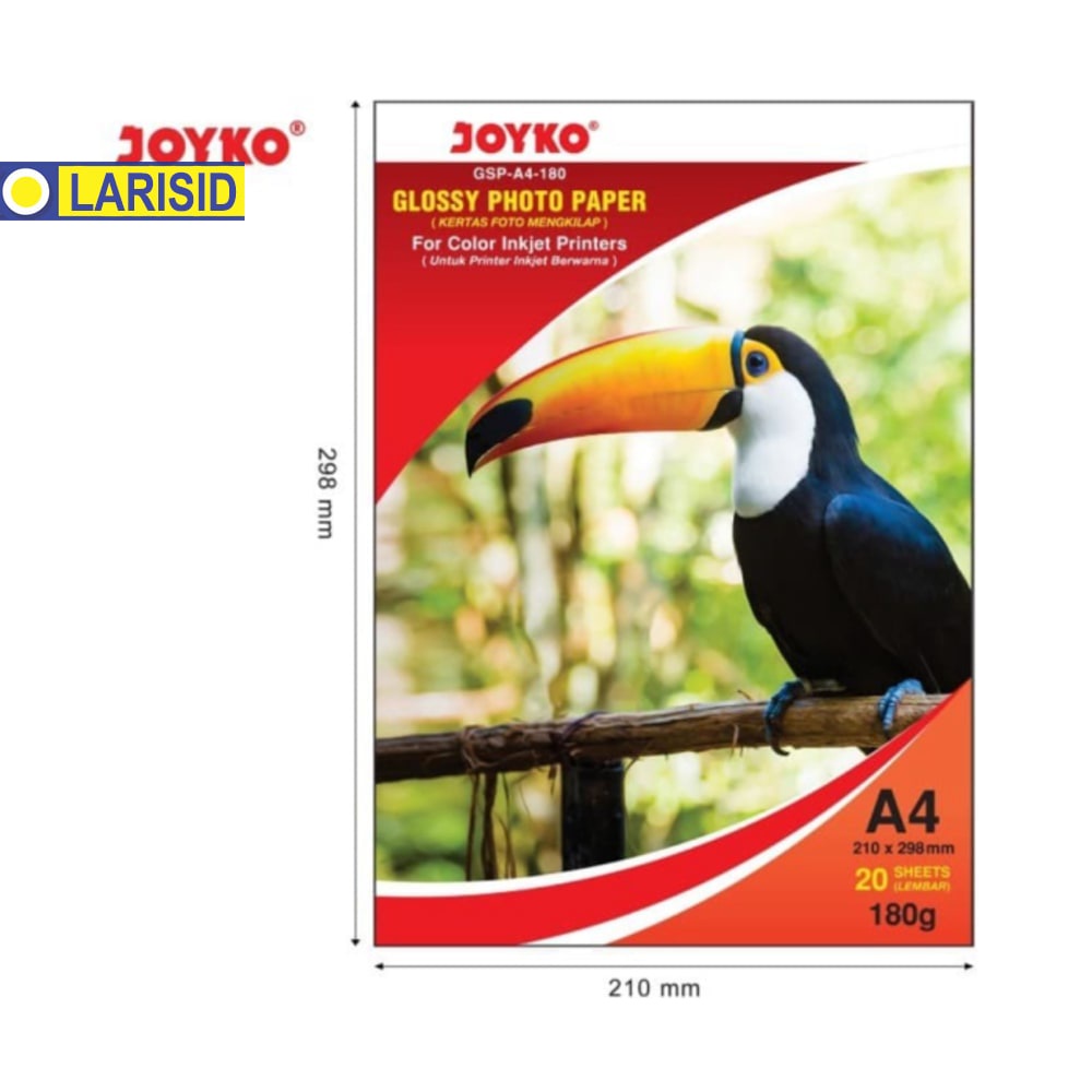 

GLOSSY PHOTO PAPER KERTAS FOTO MENGKILAP JOYKO GSP-A4-180 180 GR