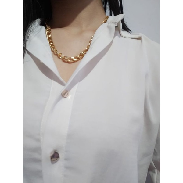 Kalung Korea Hip Hop Rantai Besar Anti Karat Rose Gold Pipih Korean Necklace Big Chain