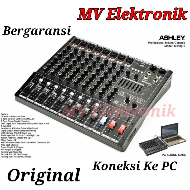 Mixer Ashley Mixing 8 Original Mixer 8 Channel digital Reverb 99dsp Model Ashley AX8N xman 8