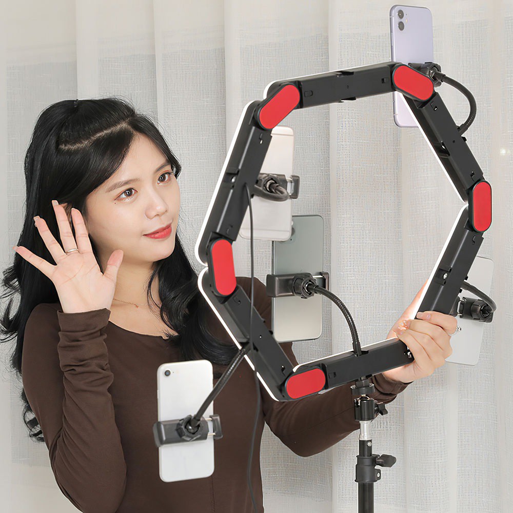 V8 - LED Foldable 6-Section Selfie Make Up Ring Light