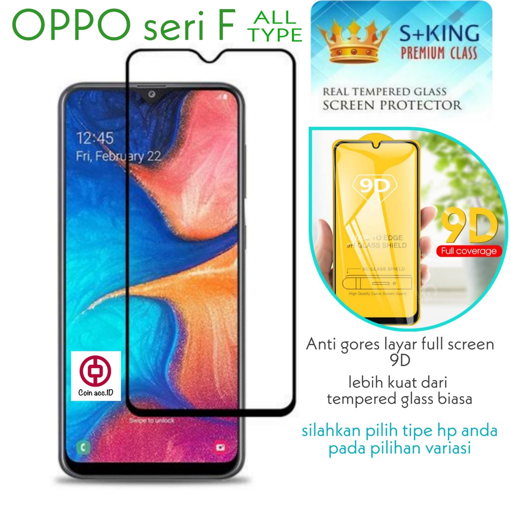 [FULL SCREEN] TEMPERED GLASS OPPO (seri F) F1s/F3/F5/F7/F9/F11/F11pro/F3 plus - temper/tempred 9D/9H