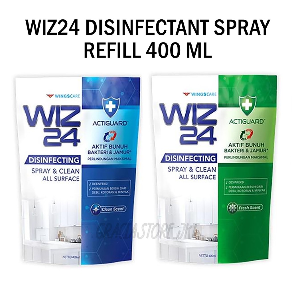 WIZ24 DISINFECTANT SPRAY & CLEAN (REFILL) - 400ML