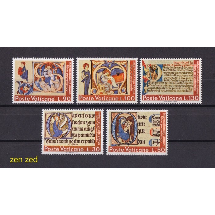 

0436 Perangko Vatican City 1972 The International Year of Books 5v Mnh