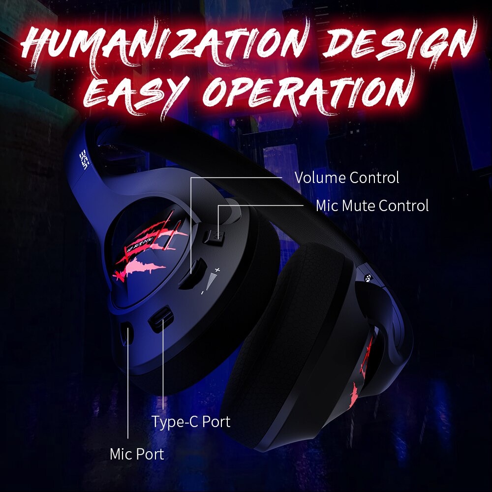 HEADPHONE HEADSET EKSA Air Joy Pro Gaming Headphone Headset LED Virtual 7.1 with Mic - E3 - Black