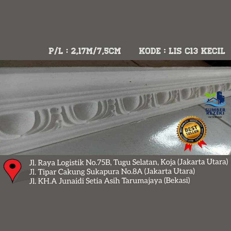 Lis/List Profil Gypsum Plafon, Motif C13 Kecil 7cm