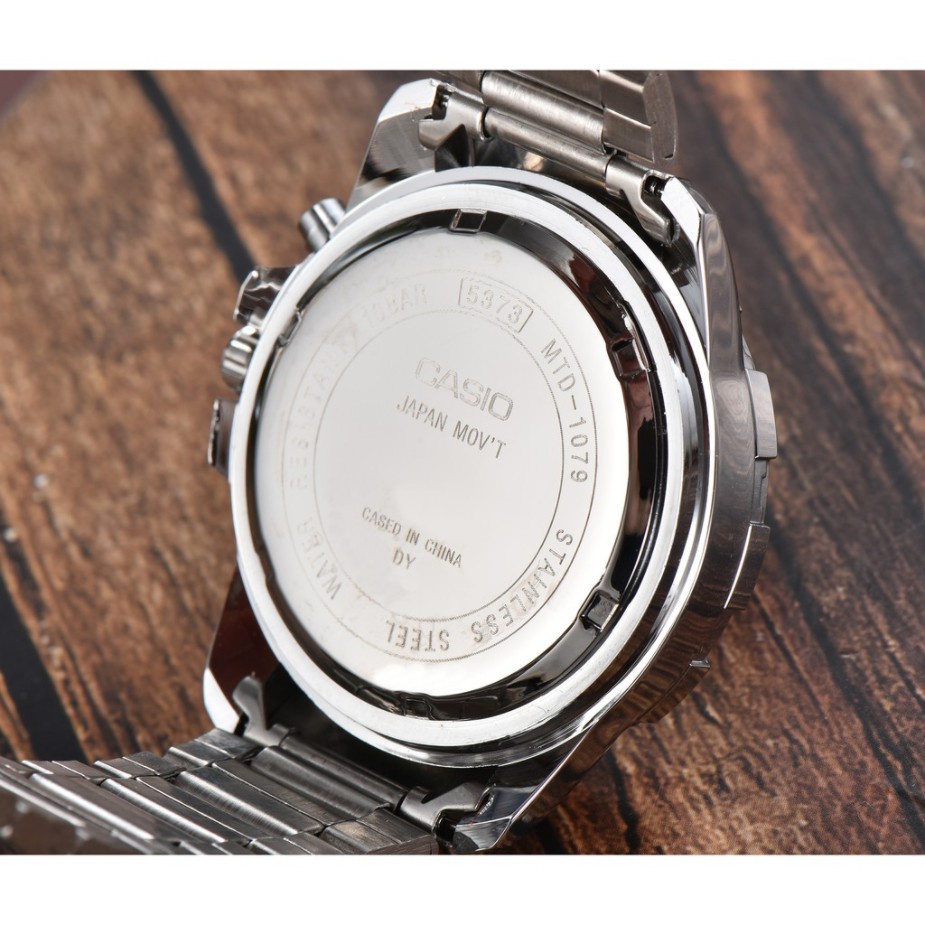 new deals free box casio jam tangan bisnis kasual pria stainless steel bercahaya mtd-1079d