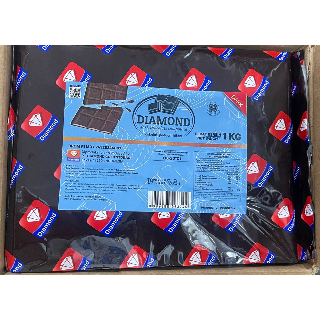 Cokelat Diamond Dark Compound Kemasan 1kg