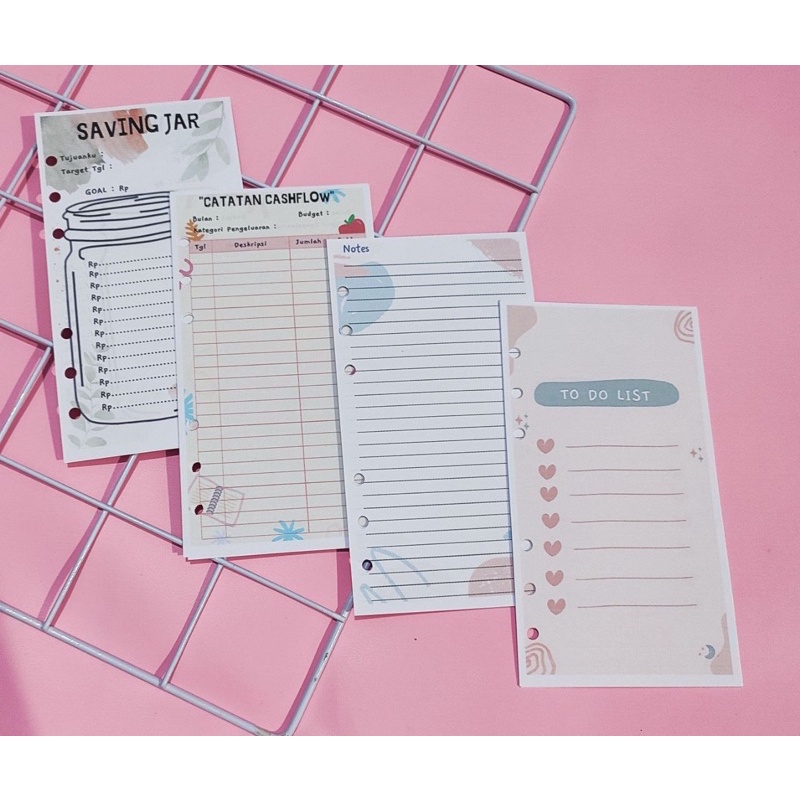 

Loose Leaf Kertas Isian Binder A6 Ring 6 Saving Jar Catatan Cashflow Notes