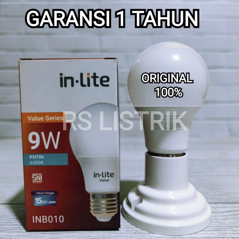 IN-LITE LAMPU LED BULB VALUE 9W 9 WATT INB010 CAHAYA PUTIH 6500K COOL DAYLIGHT