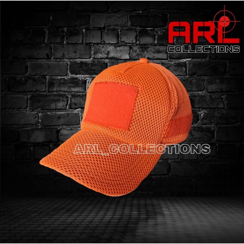 topi jala double mes orange / topi jaring velcro tactical / topi bpbd / timsar/ basarnas