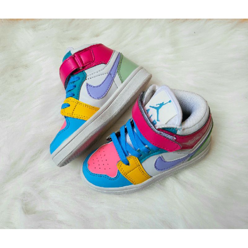 SEPATU ANAK NIKE JORDAN MULTICOLOR PREMIUM HIGH QUALITY SEPATU ANAK CEWEK RAINBOW