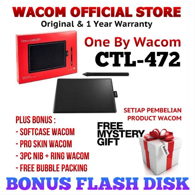 Wacom One CTL-472 Small Drawing Tablet [ WACOM OFFICIAL STORE SURABAYA ] versi murah INTUOS