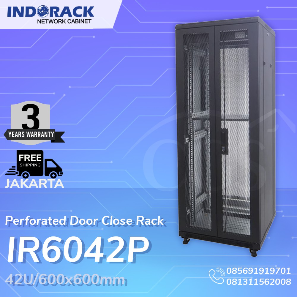 INDORACK CLOSE RACK 42U DEPTH 600MM PERFORATED - IR6042P