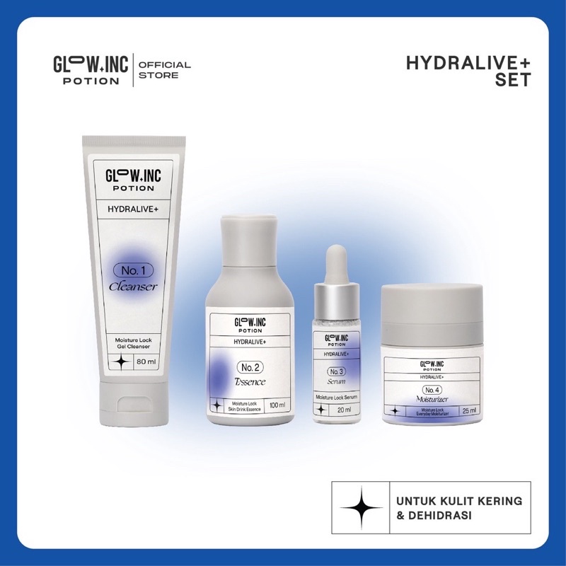 GLOWINC POTION Set Indonesia / Chroma+ Bright Radiant Acnecore+ Clear AC Gentle+ Soothing Hydralive+ Moisture Lock Maintain+ Nutrient Skin Forever+ Pro Youth Seamless Cleanser Toner Essence Serum Ampoule Cream Moisturizer Mask Spot Glow Inc Paket Package