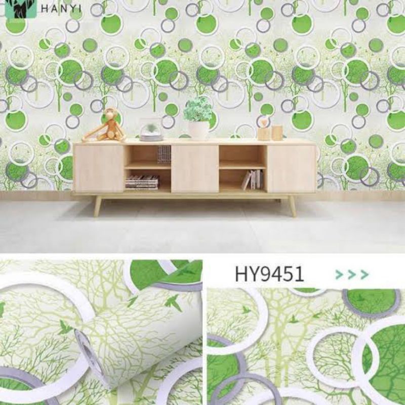 wallpaper sticker dinding motif cincin warna hijau