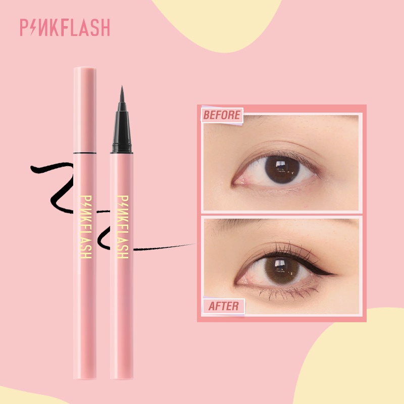 PINKFLASH Eyeliner Warna Hitam Anti Air Tahan Lama Liquid Eyeliner Eye Makeup