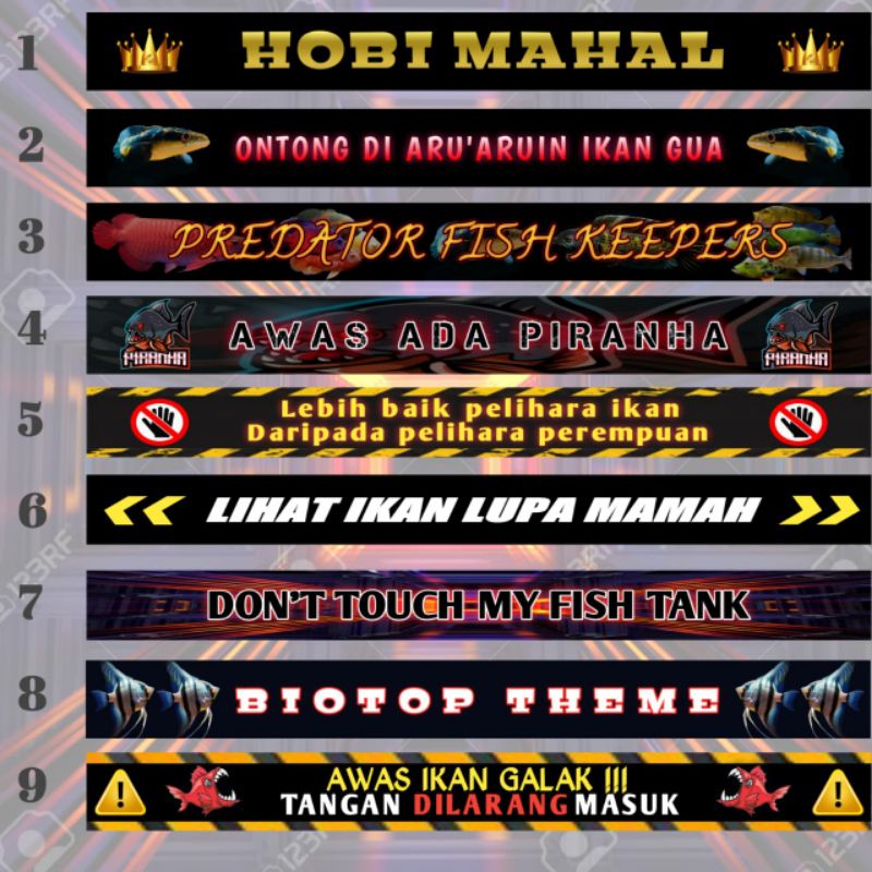 stiker lis aquarium/akuarium awas ikan galak