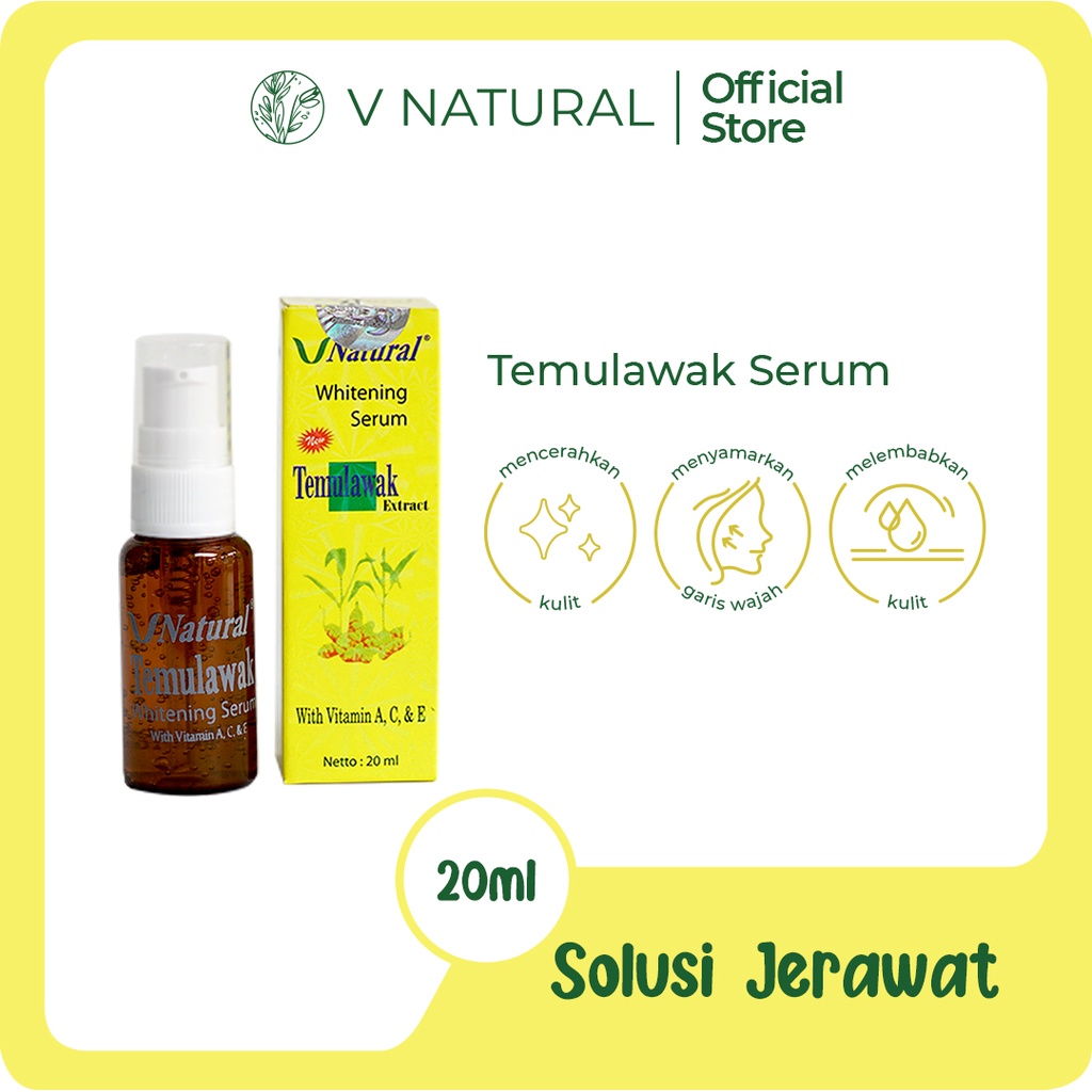 [BPOM HALAL] VNatural / V Natural Whitening Serum Temulawak 20ml (official-100% original)