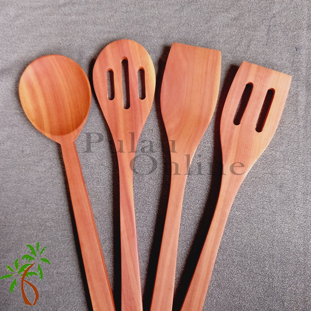 Jual Spatula Kayu Sawo 30cm Spatula Kayu Set (Isi 4) Sutil Kayu Sawo Shopee Indonesia