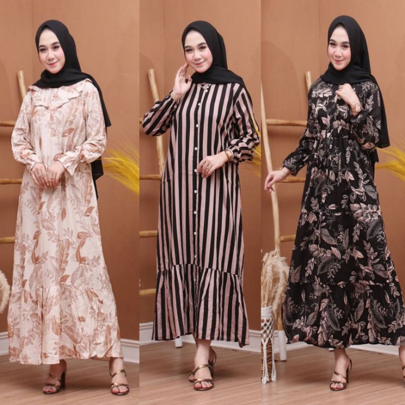 GAMIS RAYON VISCOSE PREMIUM BUSUI LD 100 PJ 125 TERBEST SELLER / AZRAF DRESS PREMIUM MAXY DRESS