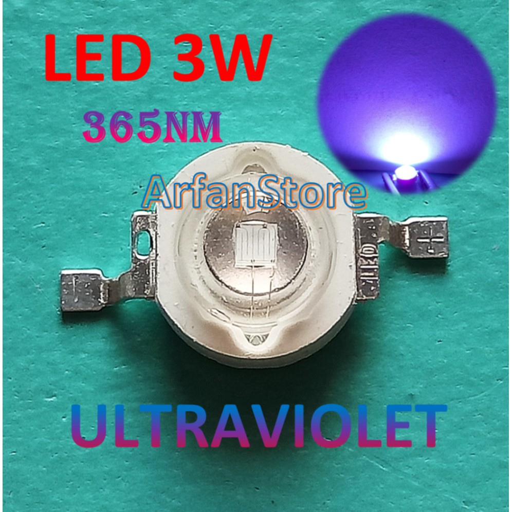 LED 3W UV 365NM High Power Ultraviolet HPL Purple Lampu Ultra Violet